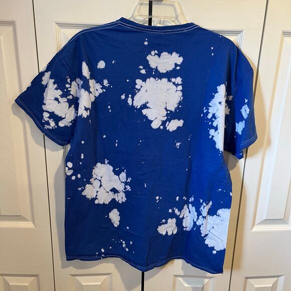 Def Leppard Hysteria Neon Band Tee Bleach Tie Dye Blue White XL NWOT - Picture 2 of 5